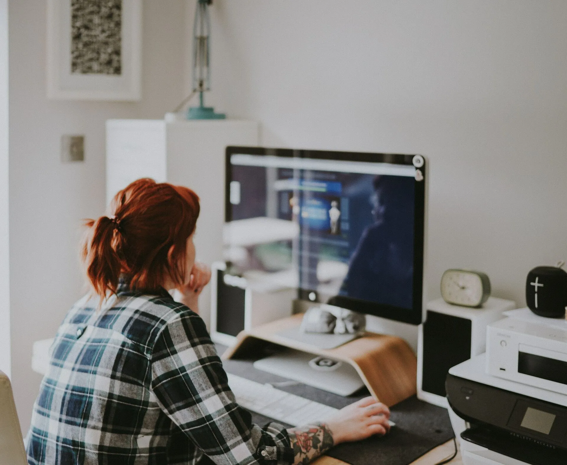 Girl working from home