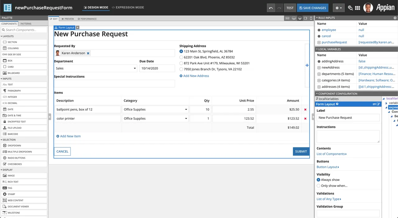 Appian user inferface 1