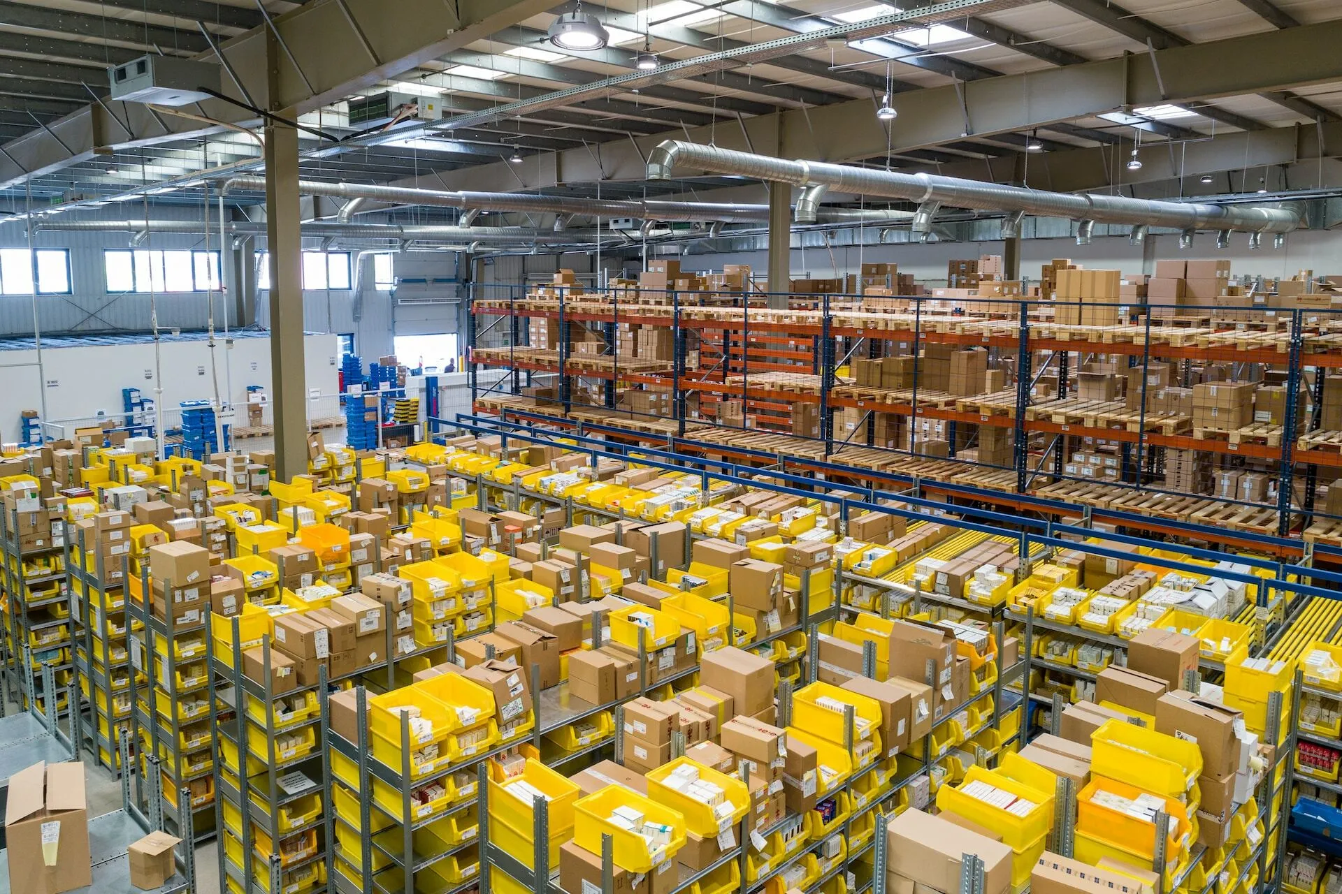 Interior of warehouse with labelled parcels