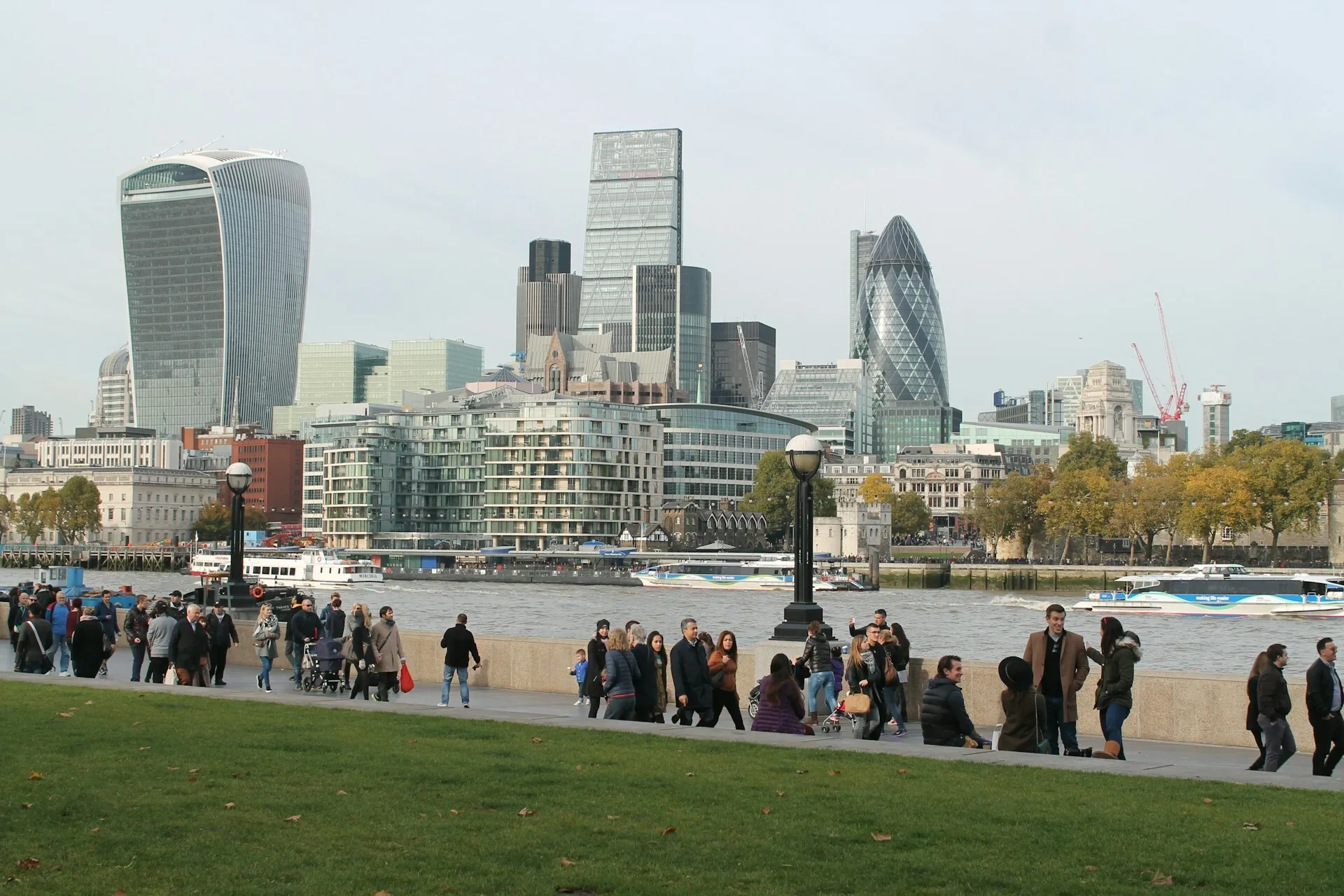 London bank buildings from thames