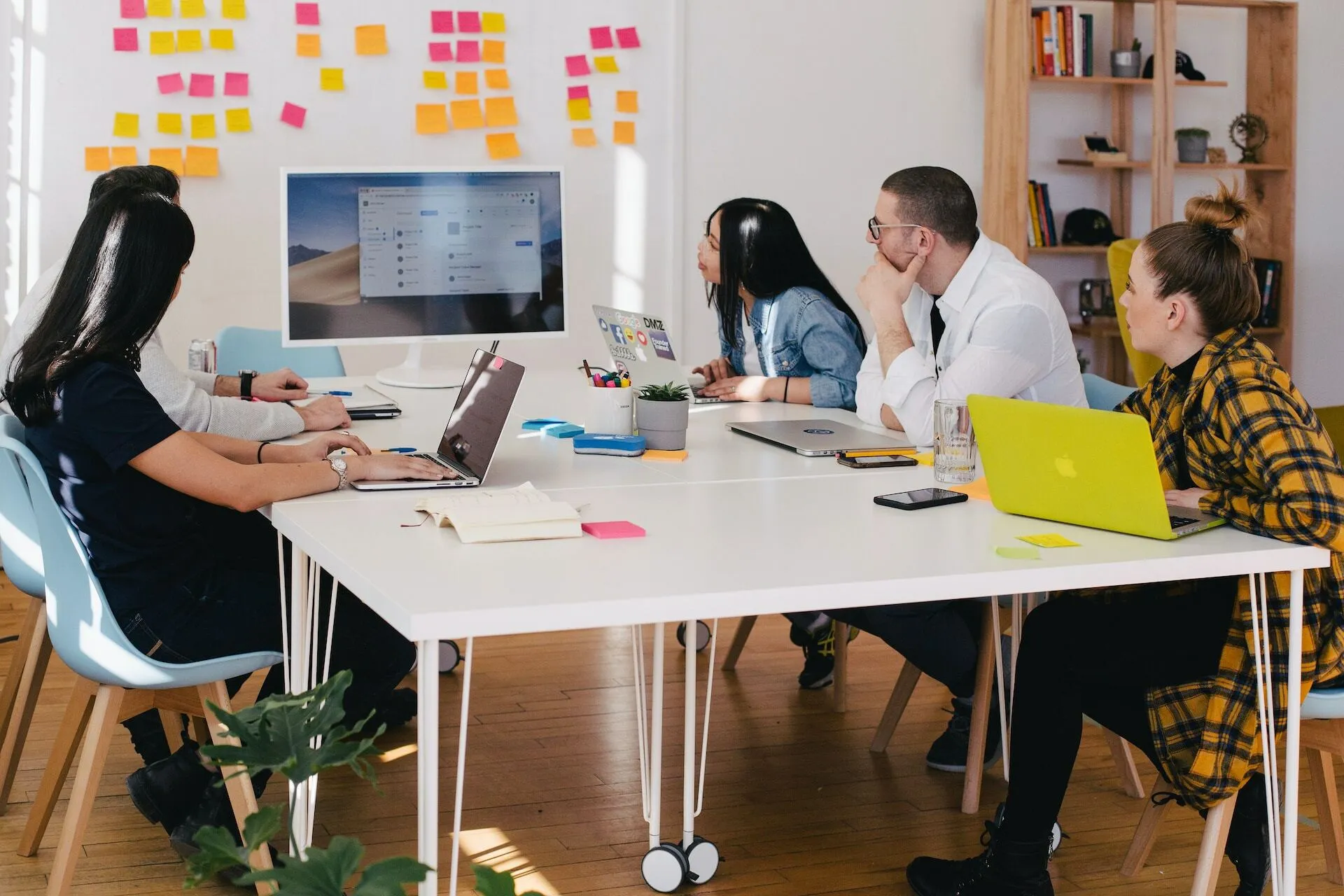 Brainstorming in a meeting room