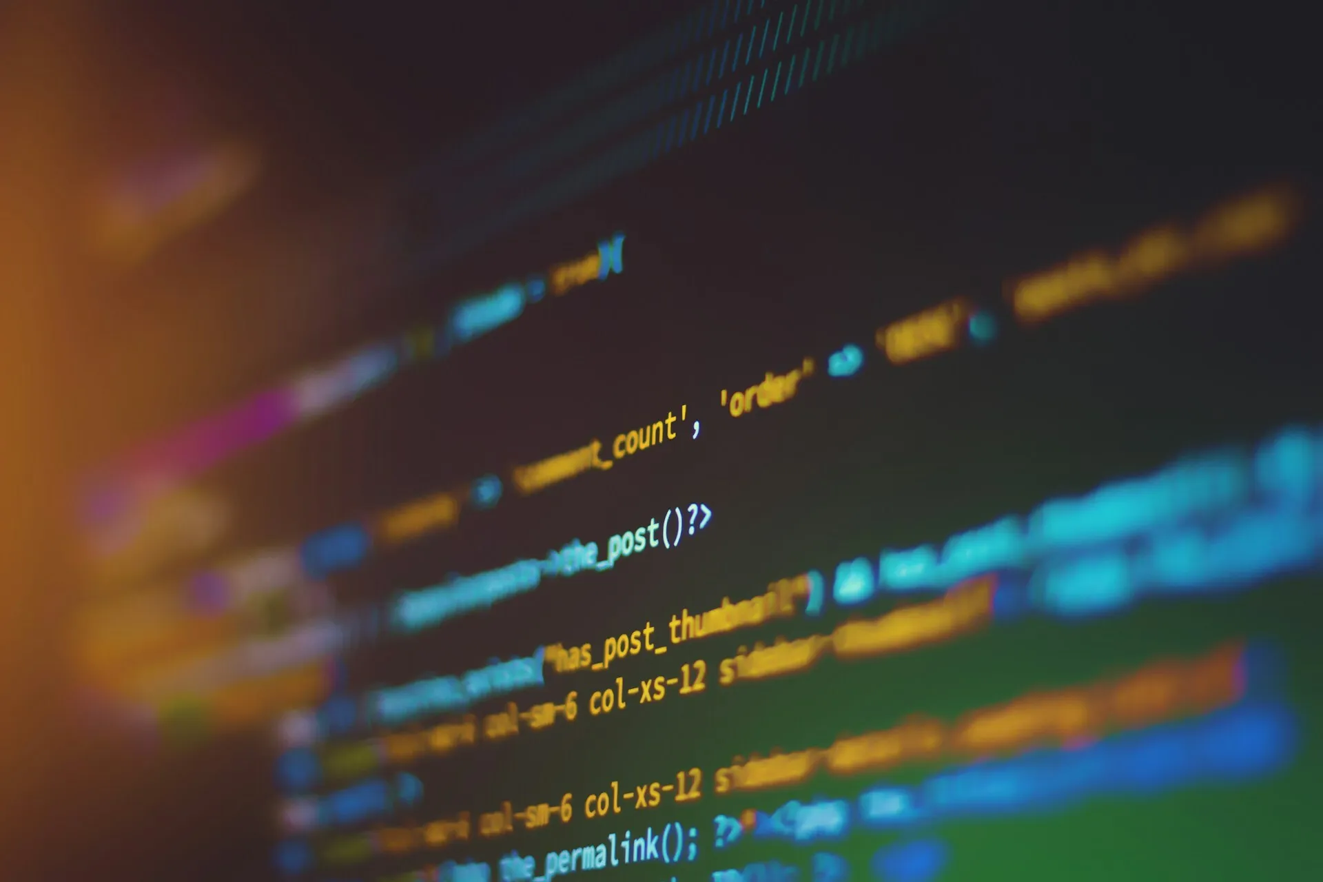 Close up of code on a computer screen