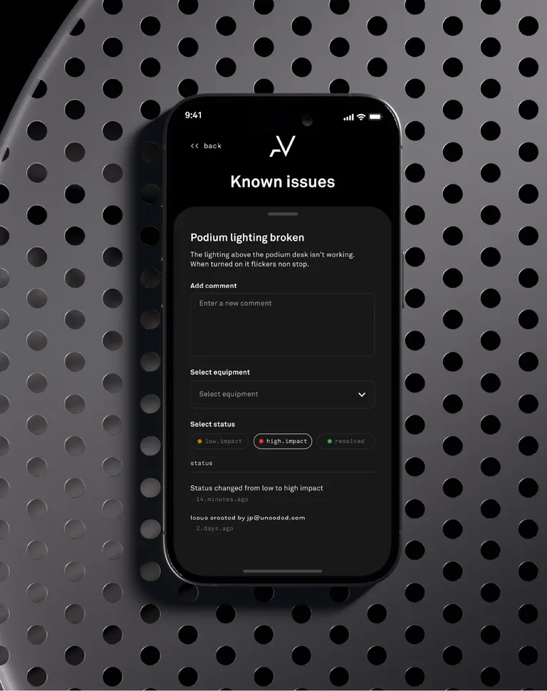 Dark app screen for reporting a known issue